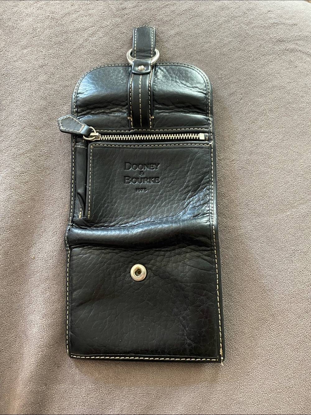 Dooney & Bourke Black Leather Travel Pouch with Silver Hardware